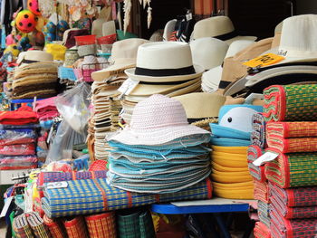 Various objects for sale at market stall