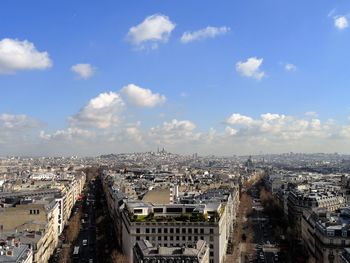 Cityscape against sky seen from arc de triomphe