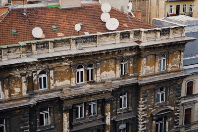 High angle view of old building in town