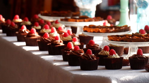 View of cupcakes in row