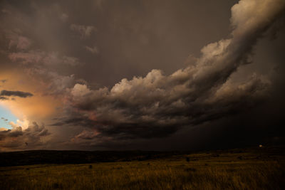 Scenic view of field against sky during sunset