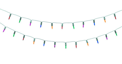 Low angle view of decoration hanging against clear sky