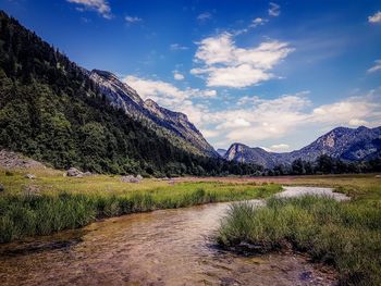 Scenic view of mountains against sky