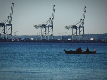 Ship in sea against sky