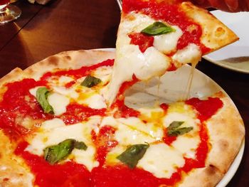 Close-up of pizza on table