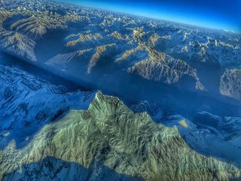Aerial view of snowcapped mountains