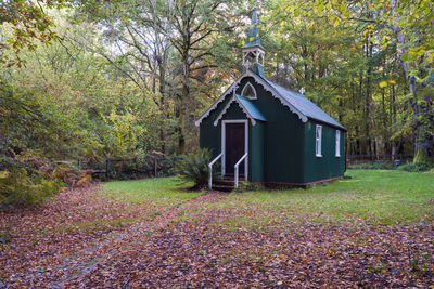 Built structure on field during autumn