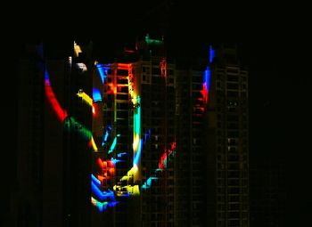 Low angle view of illuminated building