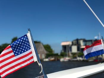 Us flag against blue sky