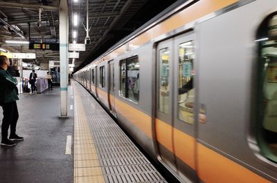 Train at railroad station platform