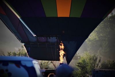 Hot air balloon on bridge