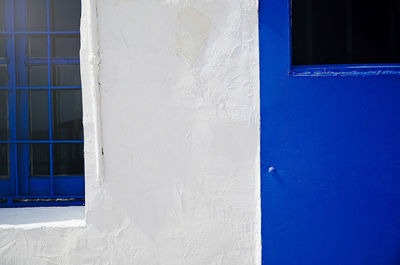 Close-up of blue wall