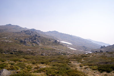 Scenic view of mountains against clear sky