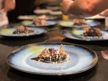 Close-up of food served in plate