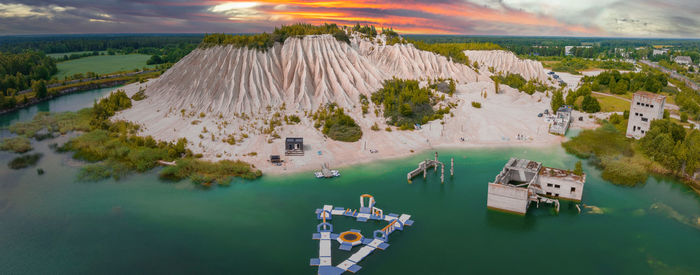 Abandoned quarry for extraction of limestone. beautiful nature, attraction in estonia.