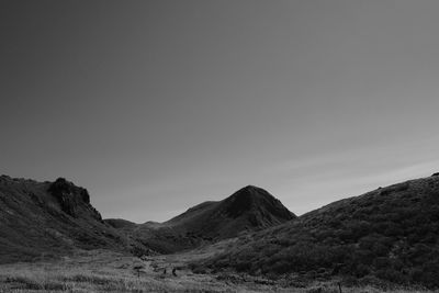 Scenic view of mountains against clear sky