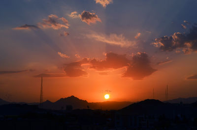 Silhouette buildings against sky during sunset