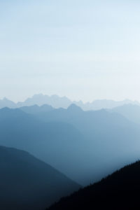 Scenic view of silhouette mountains against sky