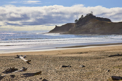 Scenic view of beach against sky