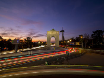 Long exposure at night in the arch of victory in madrid