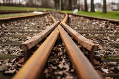 Close-up of railroad track