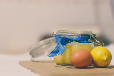 Close-up of objects on table