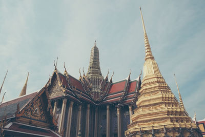 Low angle view of temple building against sky