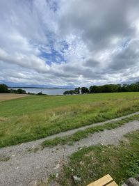 Scenic view of field against sky