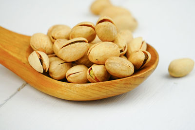 High angle view of eggs in bowl on table