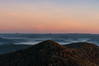 Scenic view of landscape against sky during sunset