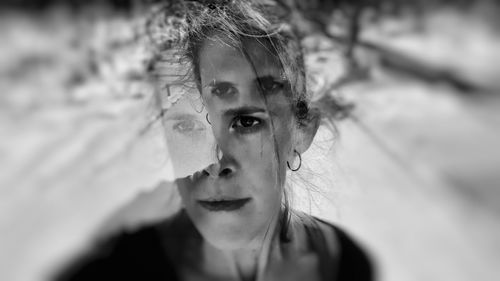 Double exposure image of woman