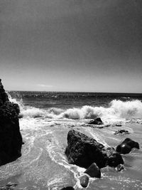 Scenic view of sea against clear sky