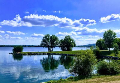 Scenic view of lake against sky