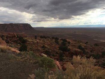 View of landscape against cloudy sky