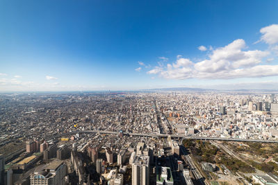 High angle view of city against sky