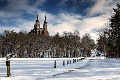 View of cathedral against sky during winter