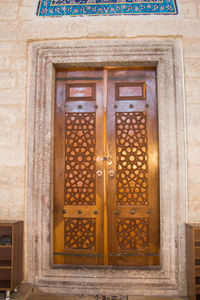 Closed door of old building