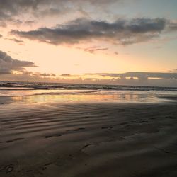 Scenic view of beach during sunset