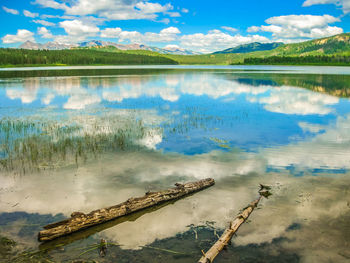 Scenic view of lake against sky