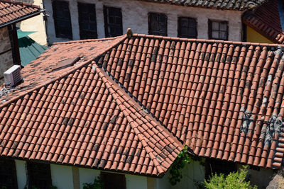 High angle view of roof of building