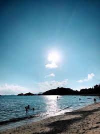 Scenic view of sea against sky on sunny day