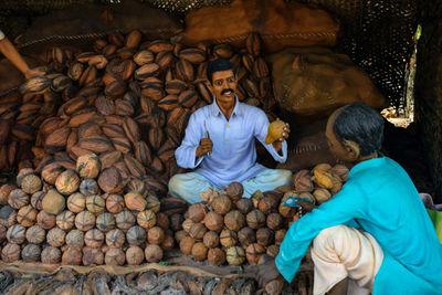 Full frame shot of people at market stall