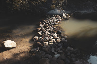 View of pebbles on shore