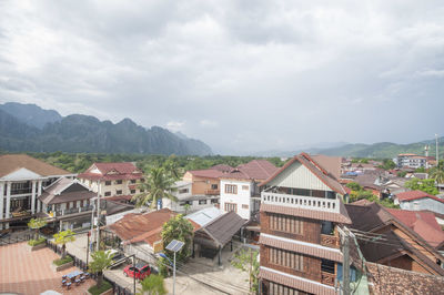 High angle view of townscape against sky