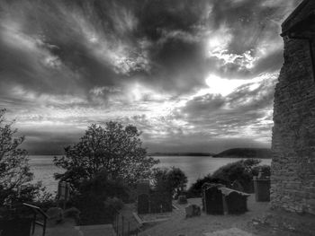 Scenic view of sea against cloudy sky