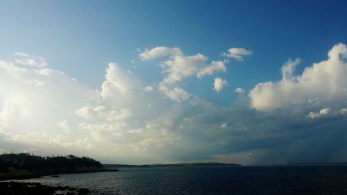 Scenic view of sea against cloudy sky