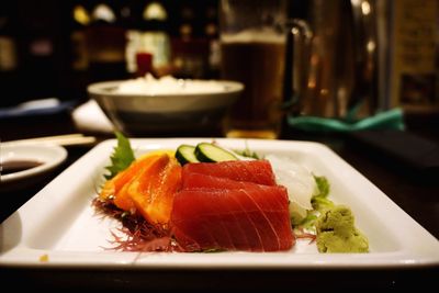 Close-up of food served in plate