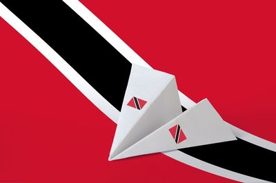 High angle view of paper against white background