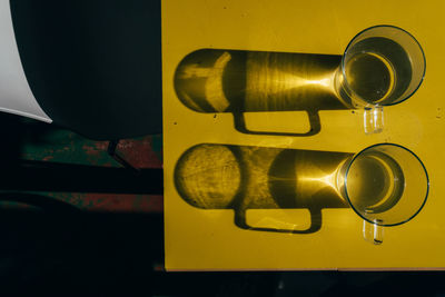 Directly above shot of cups on table