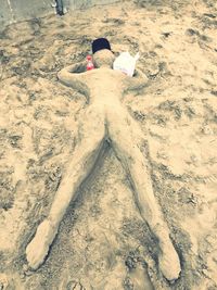 High angle view of sandy beach
